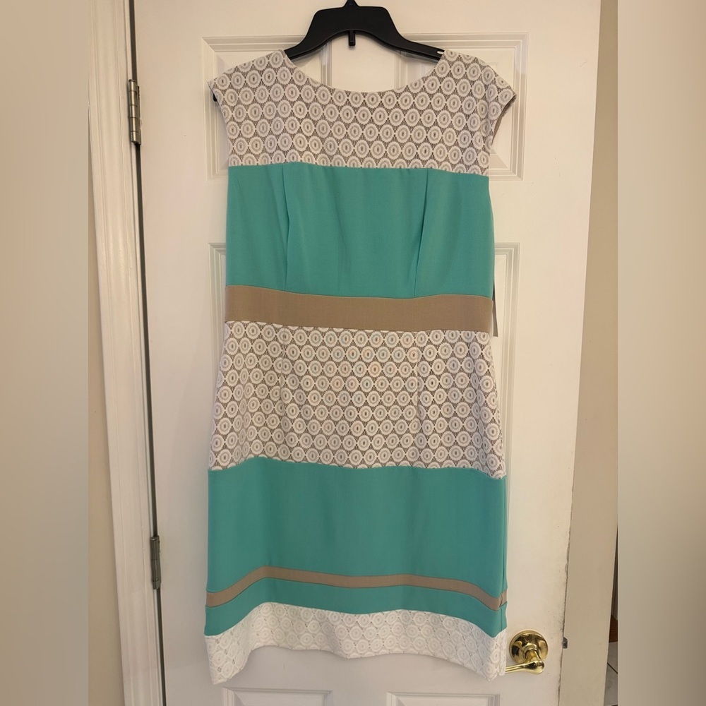 Studio One Teal and Beige Midi Dress